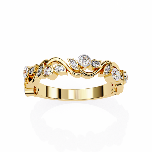 Camelia Crest Diamond Band Ring