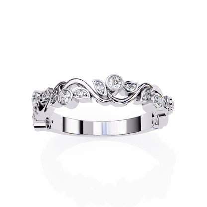 Camelia Crest Diamond Band Ring