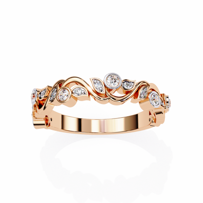 Camelia Crest Diamond Band Ring
