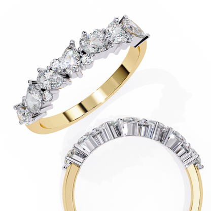 Asymmetric Diamonds  Band Ring