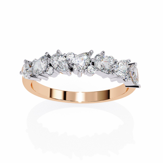 Asymmetric Diamonds  Band Ring
