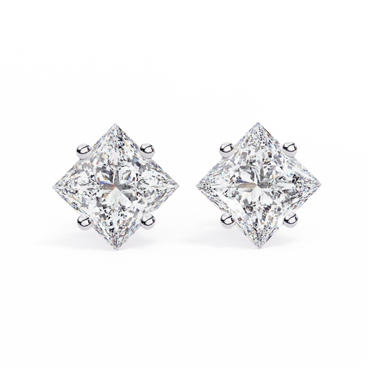 2.39 Carat Princess Solitaire Earrings