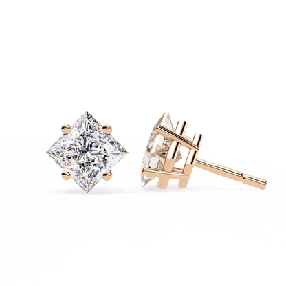 2.39 Carat Princess Solitaire Earrings