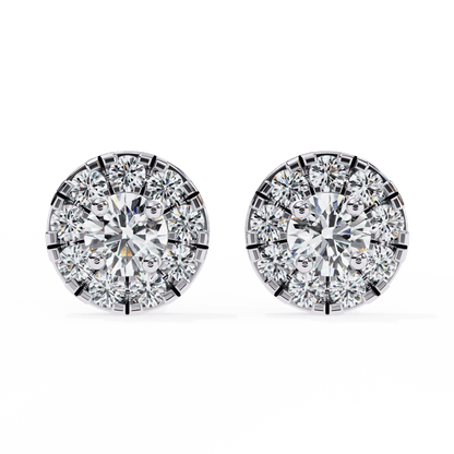 Cluster Setting Round Diamond Earrings