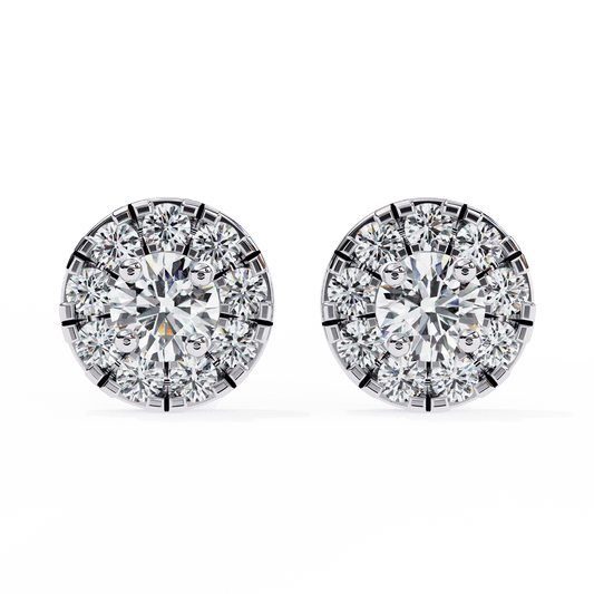 Cluster Setting Round Diamond Earrings