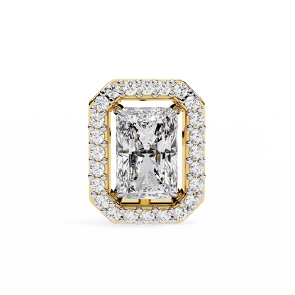 0.80 Carat each Center Solitaire Radiant Halo Studs