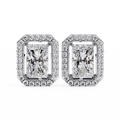 0.80 Carat each Center Solitaire Radiant Halo Studs
