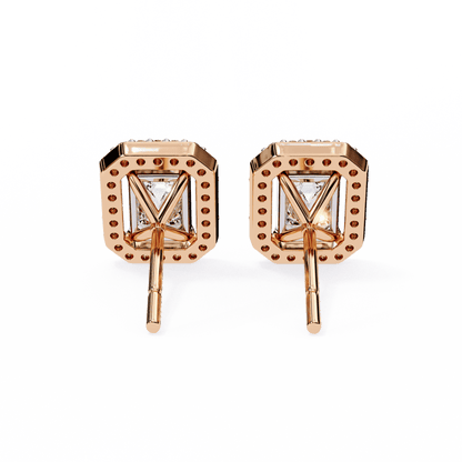 Emerald Halo Solitaire Stud Earrings