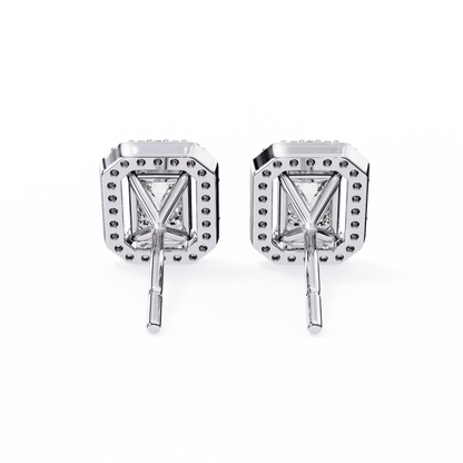 Emerald Halo Solitaire Stud Earrings