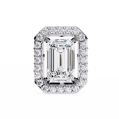 Emerald Halo Solitaire Stud Earrings