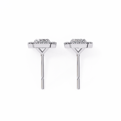 Emerald Halo Solitaire Stud Earrings