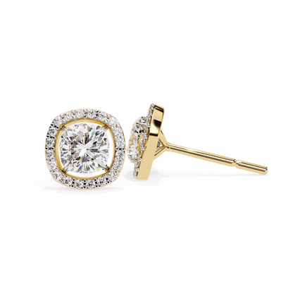 Halo Cushion Square Solitaire Studs