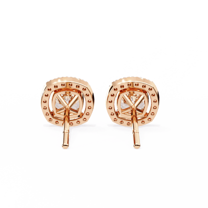 Halo Cushion Square Solitaire Studs
