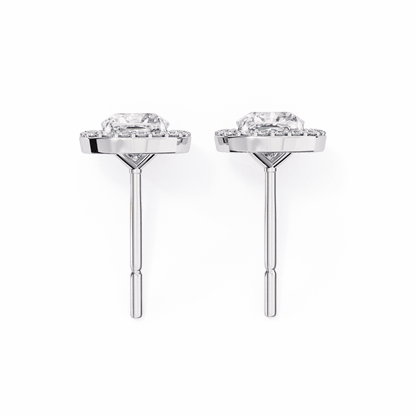 Halo Cushion Square Solitaire Studs