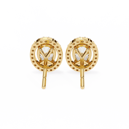 0.86 Pointers Halo Oval Solitaire Earrings