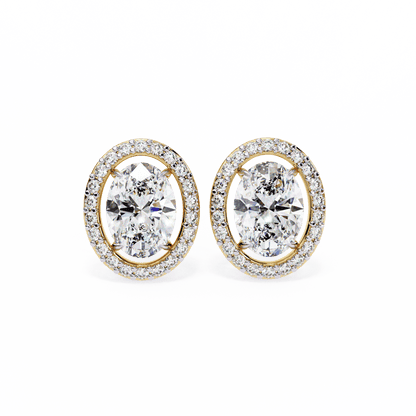 0.86 Pointers Halo Oval Solitaire Earrings
