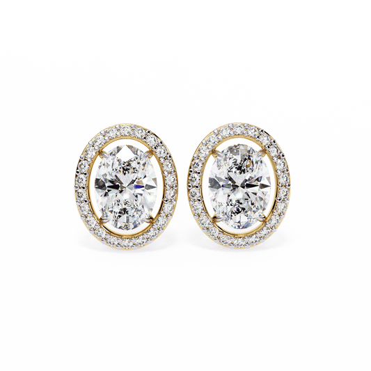 0.86 Pointers Halo Oval Solitaire Earrings