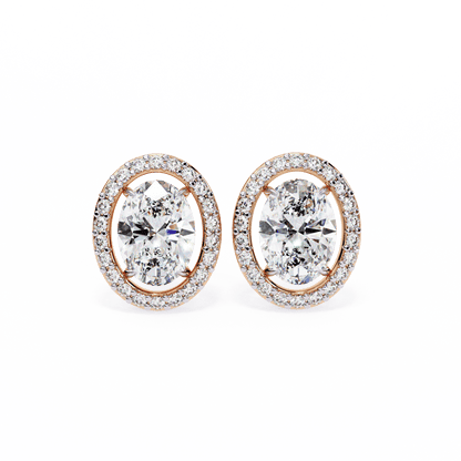 0.86 Pointers Halo Oval Solitaire Earrings
