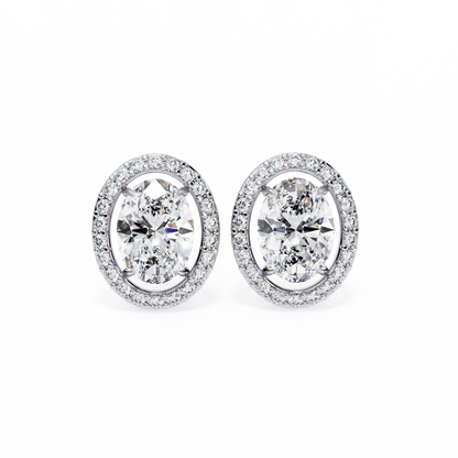 0.86 Pointers Halo Oval Solitaire Earrings
