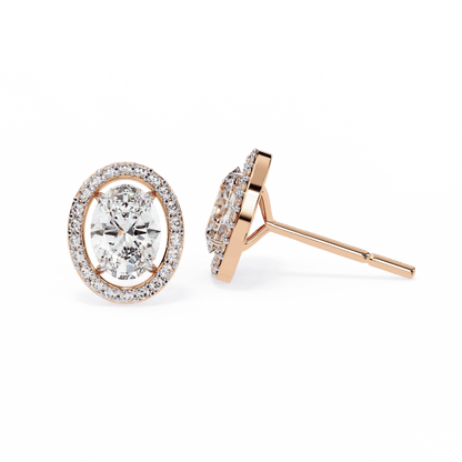 0.86 Pointers Halo Oval Solitaire Earrings