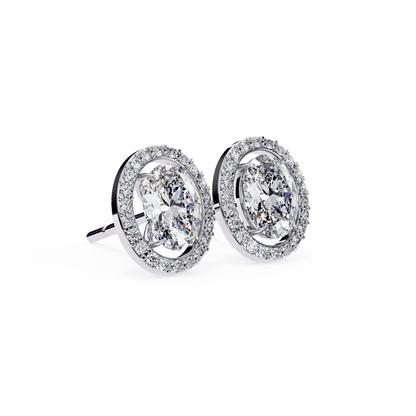 0.86 Pointers Halo Oval Solitaire Earrings