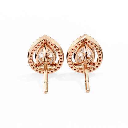 Halo Pear Shaped Solitaire Earrings