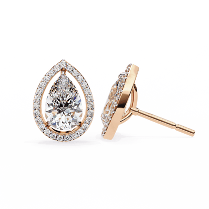 Halo Pear Shaped Solitaire Earrings