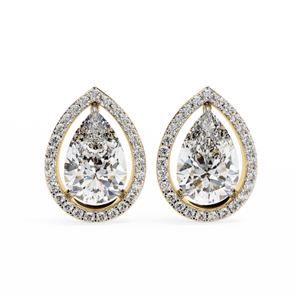 Halo Pear Shaped Solitaire Earrings