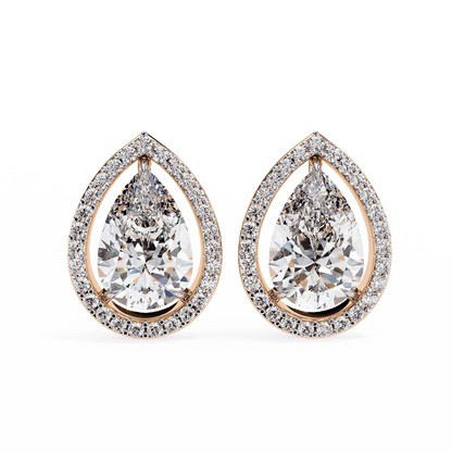 Halo Pear Shaped Solitaire Earrings