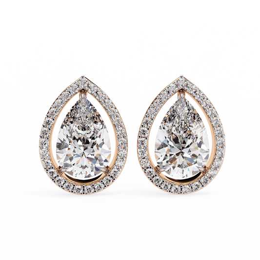Halo Pear Shaped Solitaire Earrings