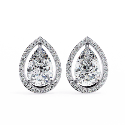 Halo Pear Shaped Solitaire Earrings