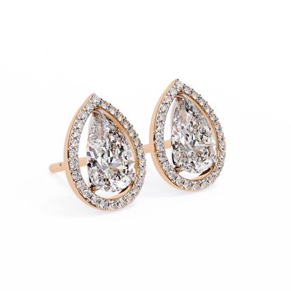Halo Pear Shaped Solitaire Earrings