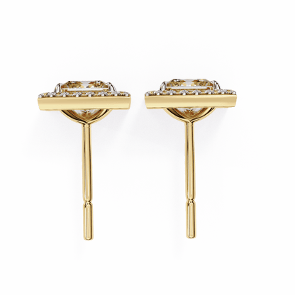 0.72 Carat Center each Princess Cut Solitaire Halo Earrings