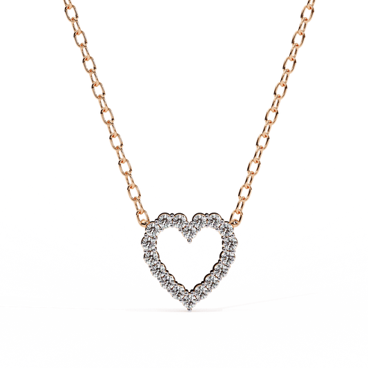 Heart Shape Round Diamond Pendant