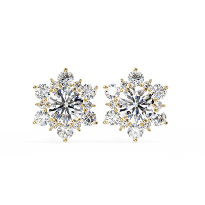 Shinning Star Halo Round Solitaire Earrings