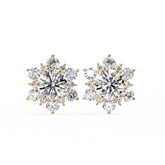 Shinning Star Halo Round Solitaire Earrings