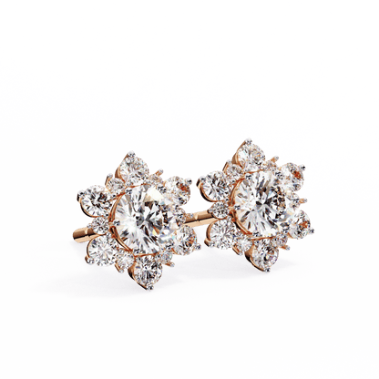 Shinning Star Halo Round Solitaire Earrings