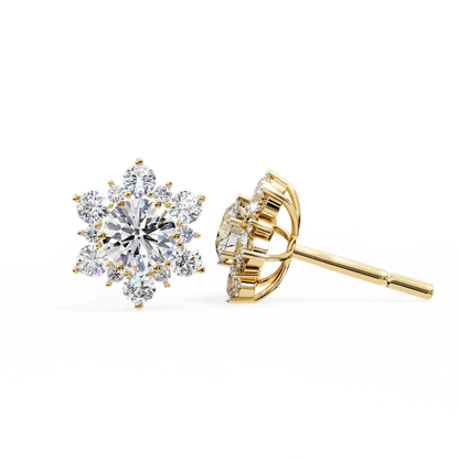 Shinning Star Halo Round Solitaire Earrings