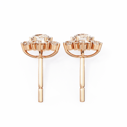 Shinning Star Halo Round Solitaire Earrings
