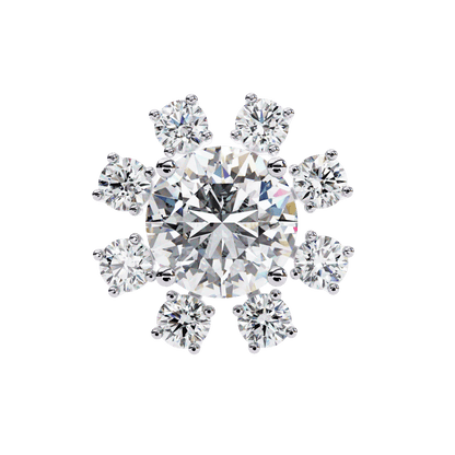Wheel Halo Round Solitaire Earrings