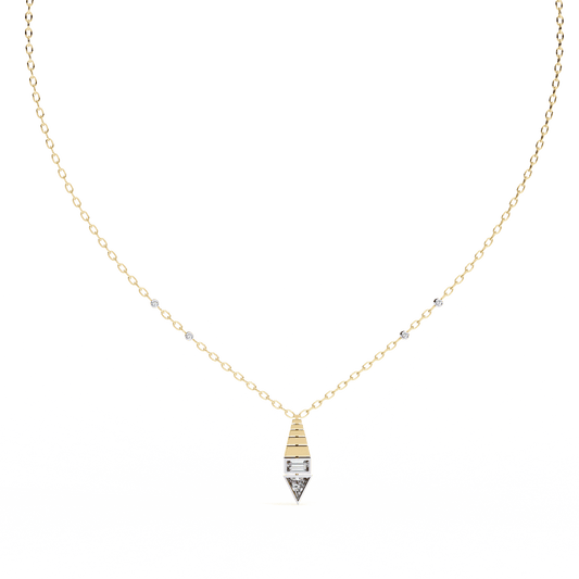 Triangle Shape Baguette and Round Pendant