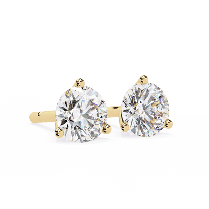 0.90 carat each 3 Prong Carat Round Solitaire Earrings