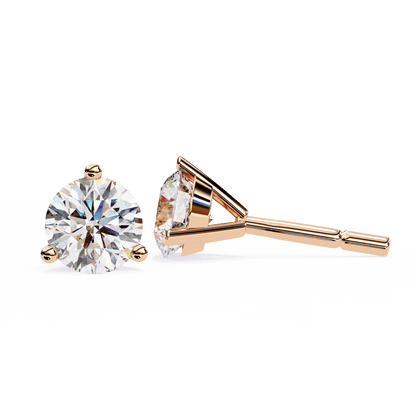 0.90 carat each 3 Prong Carat Round Solitaire Earrings