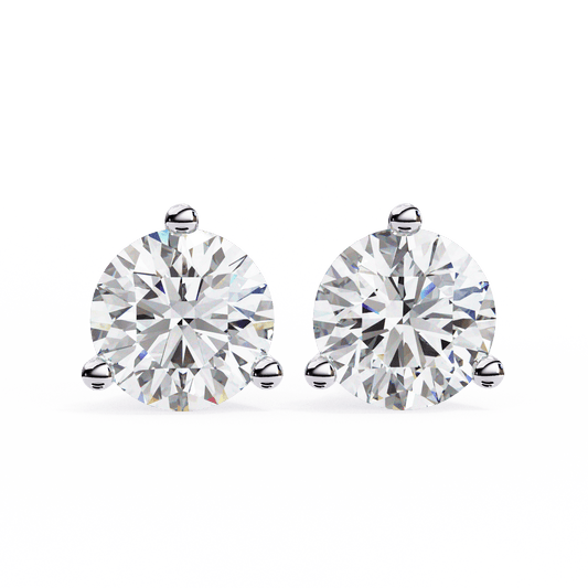 0.90 carat each 3 Prong Carat Round Solitaire Earrings