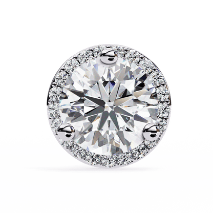0.9 Carat Center each Halo Round Solitaire Earrings