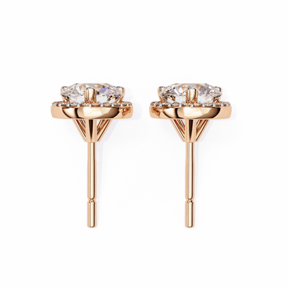 0.9 Carat Center each Halo Round Solitaire Earrings