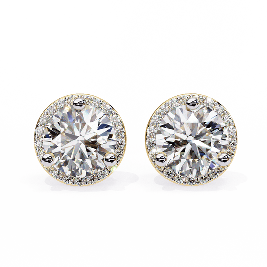 0.9 Carat Center each Halo Round Solitaire Earrings