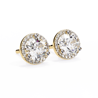 0.9 Carat Center each Halo Round Solitaire Earrings