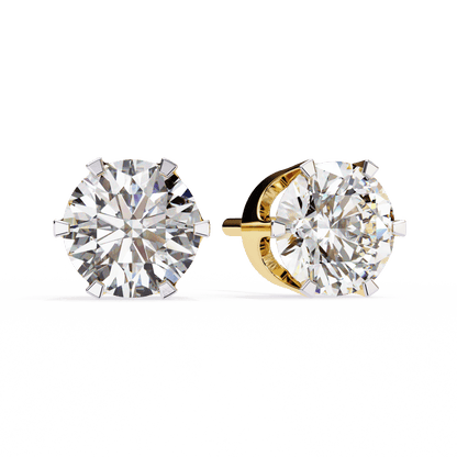 2.5 Carat each 6 Prong Round Lab Solitaire Earrings