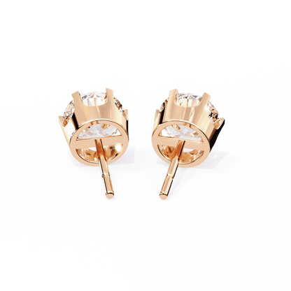 2.5 Carat each 6 Prong Round Lab Solitaire Earrings
